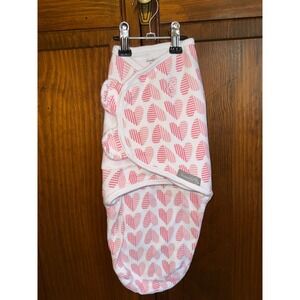 SwaddleMe Pink Heart Print Cotton Adjustable Baby Swaddle Wrap Small Medium